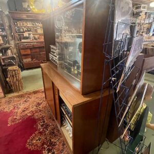 Mid Century Modern Credenza with Hutch Top, Sliding Bypass Doors